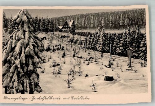 Zackelfallbaude Winter Gasthaus Rodelbahn