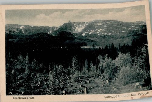 Schneegruben Baude Foto AK Riesengebirge Schneegruben