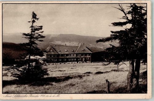Neue schlesische Baude 1941 Foto AK Hüttenstempel