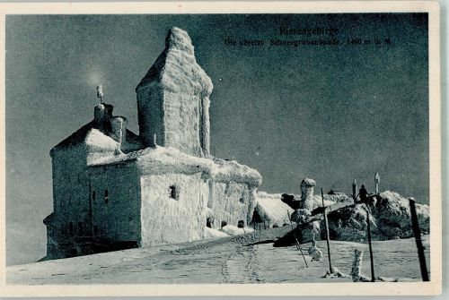 Schneegruben Baude 1923 Winter Hüttenstempel