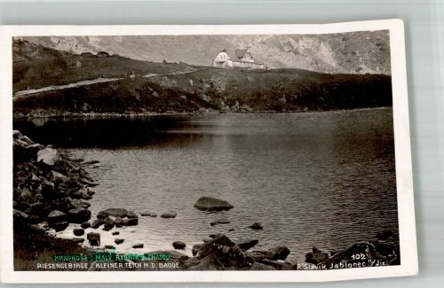 Teichbaude Foto AK Riesengebirge Kleiner Teich