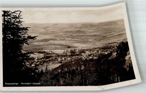 Hermsdorf Sobiecin 1941 Foto AK Riesengebirge Scan verzogen