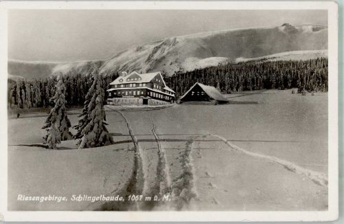 Schlingelbaude 1938 Winter Hüttenstempel