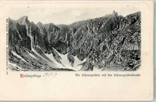 Schneegruben Baude 1900 Foto AK Gasthaus Es grüßt viele tausenmal Rübezahl