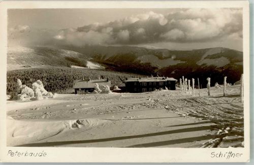 Peterbaude 1939 Winter Gasthaus sign. Schiffner