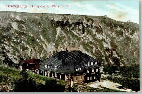 Hampelbaude 1909 Foto AK Gasthaus Riesengebirge