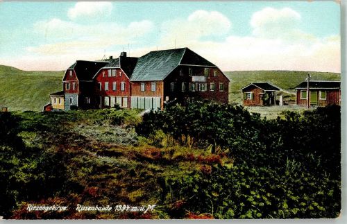 Riesenbaude 1909 Foto AK Gasthaus Riesengebirge