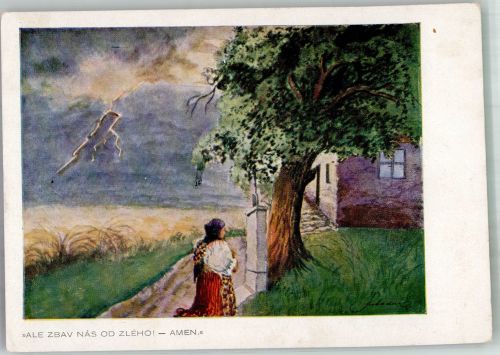 Domazlice Taus 1943 Lithographie Ort lt. Verlag Ale Zbav nas od Zlehoi - Amen