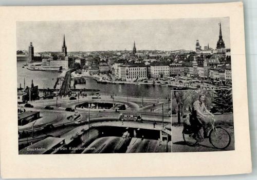 Stockholm Foto AK Fahrrad Omnibus Katarienahissen