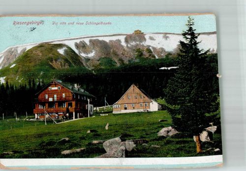Schlingelbaude 1918 Foto AK Gasthaus