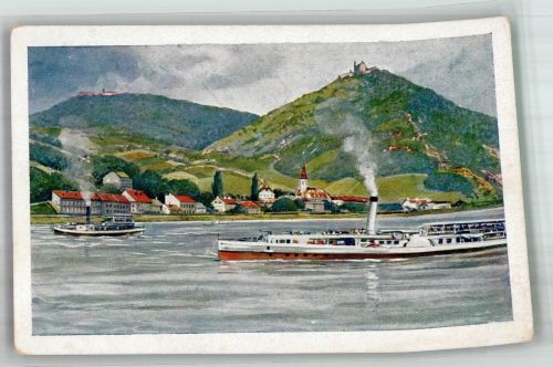 1190 Wien 19. Bezirk, Döbling Künstlerkarte Kahlenberg Leopoldsberg Dampfer