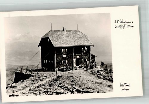 8742 Obdach Foto AK Hüttenstempel Zirbitzkogelhütte Helmut-Erd-Schutzhaus