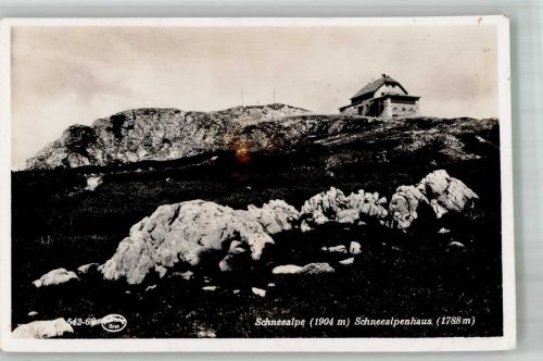 Schneealpenhaus Foto AK Hüttenstempel