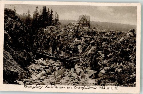 Zackelfallbaude 1934 Foto AK Gasthaus Zackelklamm