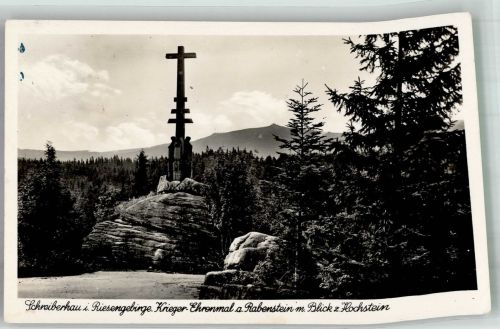 Schreiberhau Szklarska Poreba 1941 Foto AK Kriegerdenkmal am Rabenstein