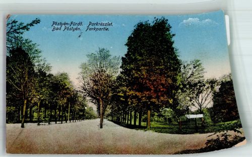 Pistyan Piestany 1919 Foto AK Parkpartie Scan verzogen