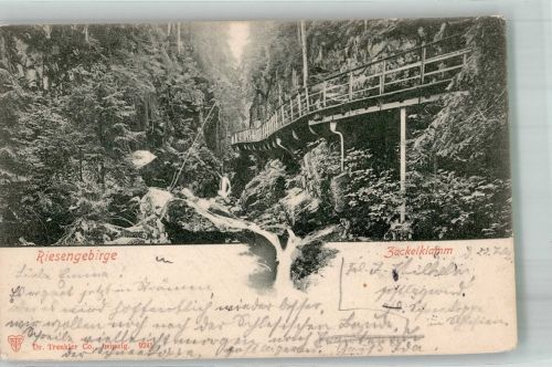 Schreiberhau Szklarska Poreba 1902 Foto AK Zackelklamm Riesengebirge