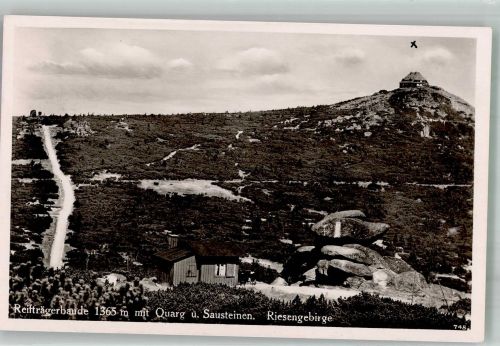 Reifträgerbaude 1928 Foto AK Hüttenstempel Quarg und Sausteine