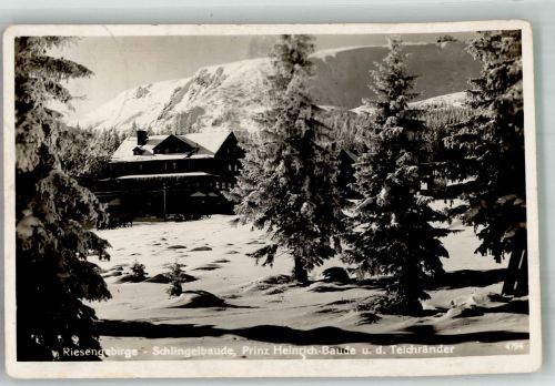 Schlingelbaude 1938 Winter Gasthaus Schlingelbaude prinz Heinrich Baude Teichtänder