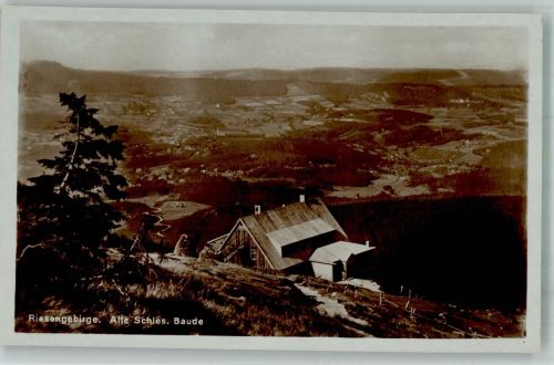 Alte schlesische Baude Foto AK Gasthaus