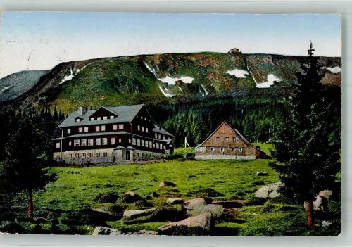 Schlingelbaude 1934 Foto AK Hüttenstempel