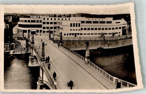 Prerov Prerau 1942 Foto AK Brücke Scan verzogen