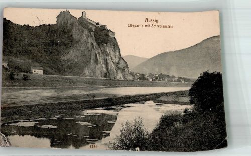 Usti nad Labem Aussig 1912 Foto AK Burg Schreckenstein Elbpartie