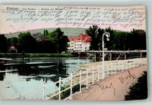 Pistyan Piestany 1919 Foto AK Brücke Strand