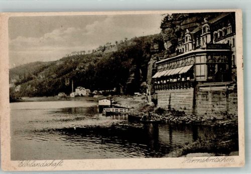Hrensko Herrnskretschen Foto AK Elbelandschaft