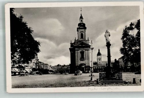 Hranice nad Morave Foto AK Mährisch Weißkirchen LKW Denkmal Säule Kirche