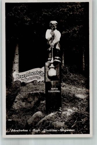 Schreiberhau Szklarska Poreba Foto AK Denkmal Wegweiser Glasbläser