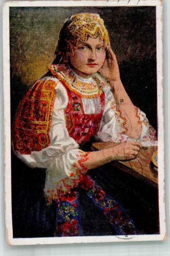 Pistyan Piestany 1944 Künstlerkarte Tracht Frau