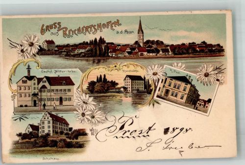 85084 W8077 Reichertshofen , Oberbay 1898 Lithographie Kunstmühle Gasthaus Müllerbräu Post Schule Verlag Ottmar Zieher-München