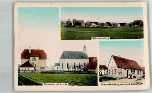 91224 W8561 Heldmannsberg 1916 - Spezerei Gressmann Schule Kirche