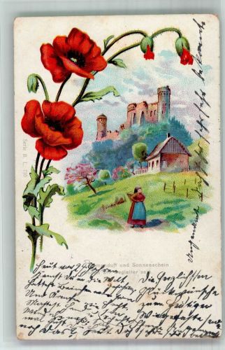 Klatschmohn Frau 1902 Lithographie
