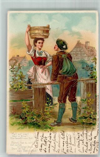 Prägedruck Humor Spruch Frau 1904 Gebrauchsspuren