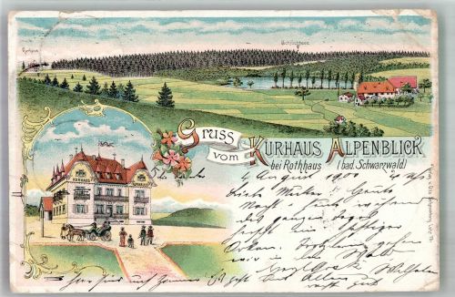 79865 W7821 Rothaus , Hochschwarzw 1900 Gebrauchsspuren Lithographie Kurhaus Alpenblick Schluchtsee