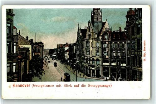 Hannover 1900 Georgstrasse mit Blick auf die Georgpassage