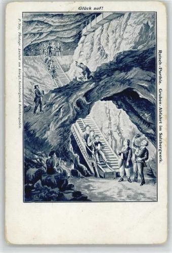 Glück auf Rutschpartie Grubenabfahrt Salzbergwerk 1900
