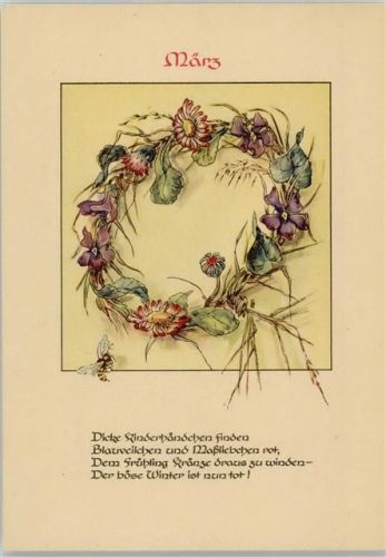 März Biene Blumenkranz Monat 1948