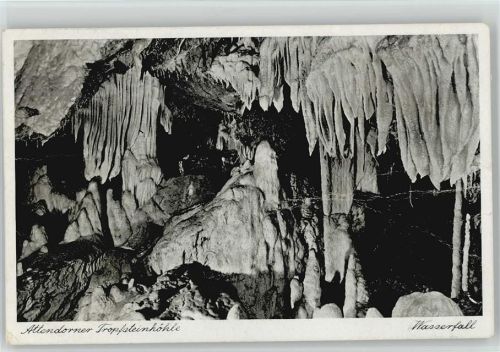 57439 W5952 Attendorn 1951 - Tropfsteinhöhle Wasserfall