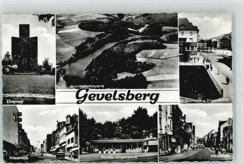 58285 W5820 Gevelsberg - Ehrenmal Heilenbeckertalsperre Sparkasse Nirgenaplatz Pavillon Mittelstr.