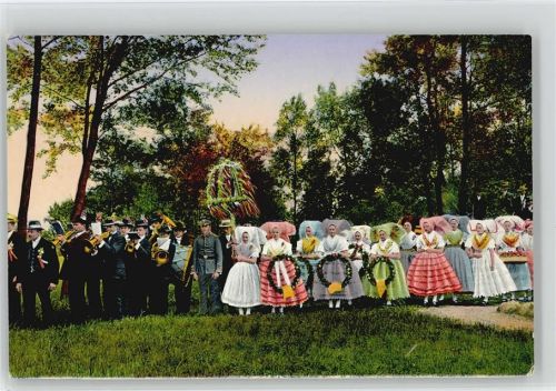 03096 O7502 Burg , Spreewald - Richtfestzug Einbringen Krone Trachten