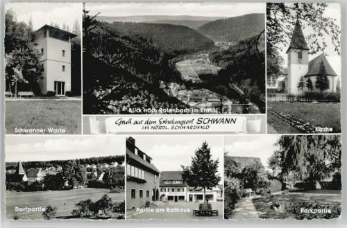 75334 W7541 Schwann - Schwanner Warte Kirche Park Rathaus Rotenbach