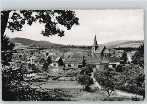 37284 W3445 Waldkappel 1956 - Foto AK Kirche Teilansicht
