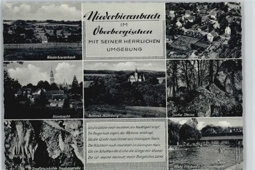51588 W5223 Bierenbachtal - Niederbierenbach Nümbrecht Tropfsteinhöhle Traubengrotte Freibad "Dicke Steine" Hubender Schloss Homburg