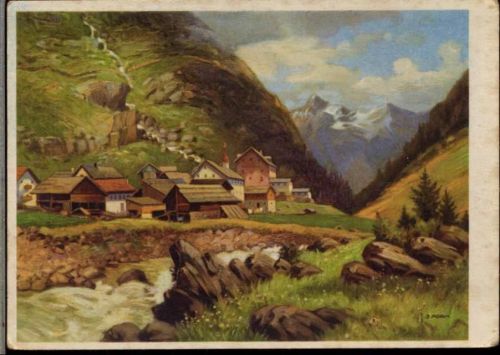 um 1930/40 Gebirgslandschaft, Dorf,E. A. Schwerdtfeger & Co. A.G.,sign. Adam