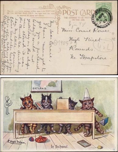 Katzen in der Schule, Nr. 454 C.,sign. Louis Wain Wain, Louis 1905