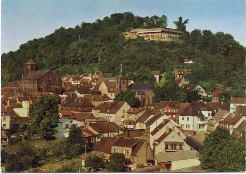 Homburg um 1970 Homburg, Blick zum Schloßberg mit Schloßberghotel,Gebr. Metz Tübingen AKU1
