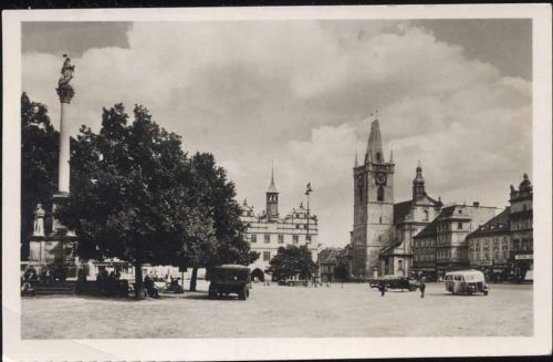 1957 - Kreis Leitmeritz: Platz, Denkmal, Kirche,Orbis AKU1